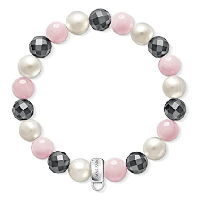 Thomas Sabo Damen Charmarmband Hmatit Rosenquarz Swasserzuchtperlen 925 Sterling Silber