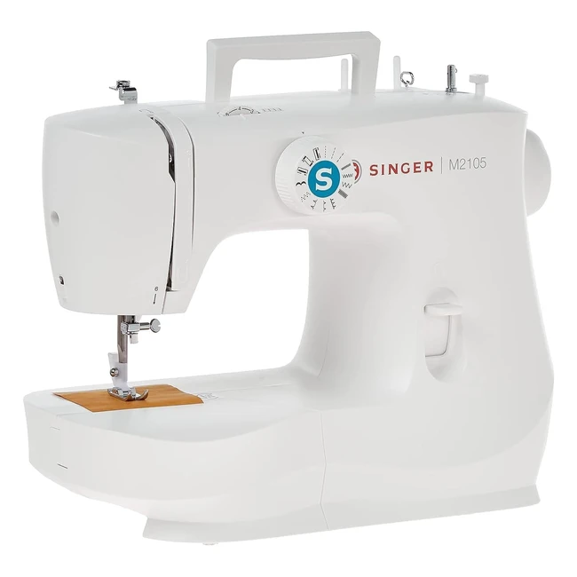 Singer M2105 Sewing Machine White - 8 Stitches, Quick Threading, Portable
