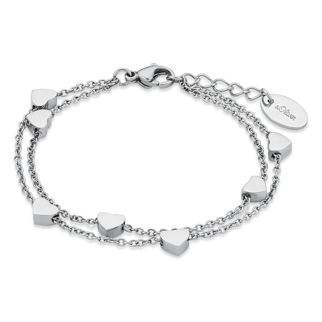 s.Oliver Armband Edelstahl Mädchen Kinder Armschmuck 142 cm - Gold Herz - Schmuck Geschenkbox
