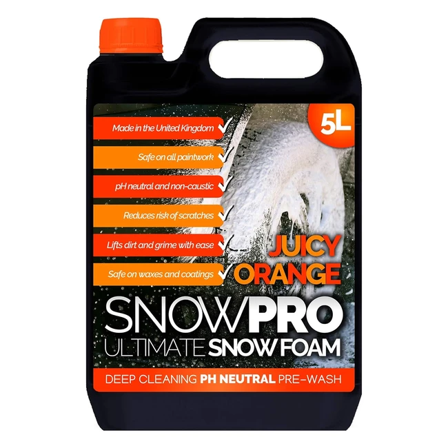 Snowpro Snow Foam Shampoo 5L - PH Neutral - Orange Fragrance - Quick & Easy Car Wash