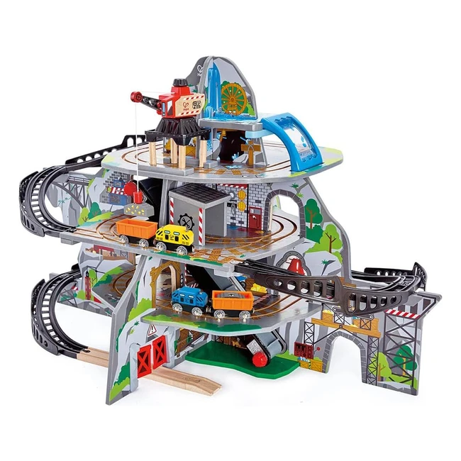 Hape Mighty Mountain Mine - Set Ferrovia in Legno 32 Pezzi - Giocattolo Treno pe