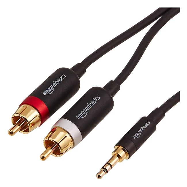 Amazon Basics PBH19822 Cinch-Audiokabel 3,5mm Klinkenstecker auf 2 x Cinchstecker 2,4m Schwarz