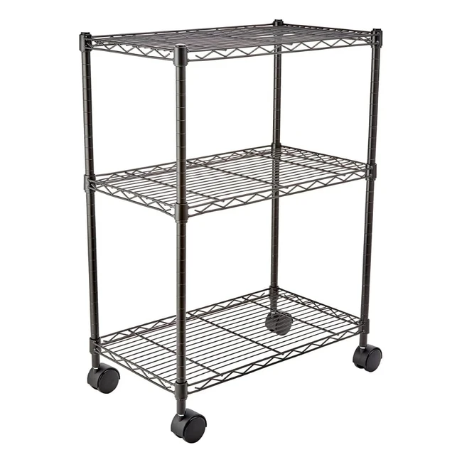 Amazon Basics 3-Shelf Narrow Storage Unit on Wheels  Adjustable Shelves  340kg