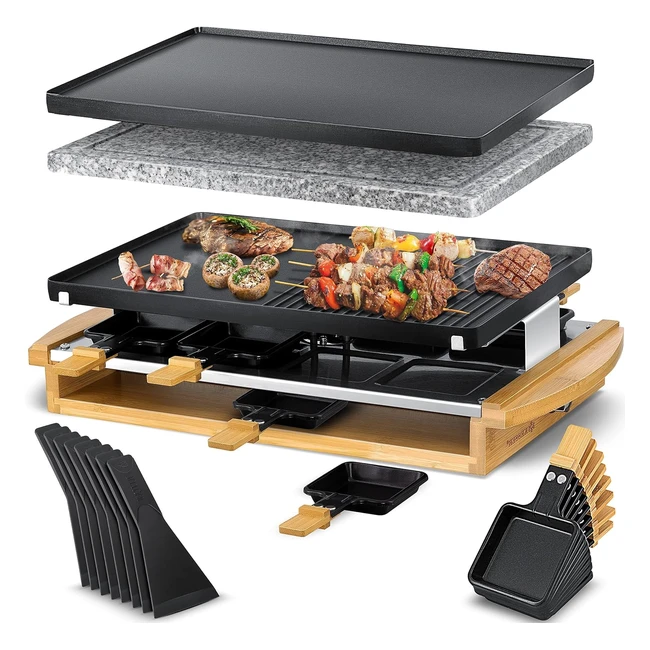 Kesser Raclettegrill mit Naturgrillstein Tischgrill fr 8 Personen 1200W