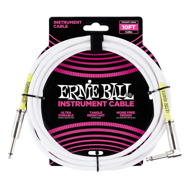 Câble d'instrument Ernie Ball droit et coudé 3m blanc