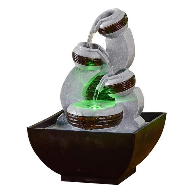 Fontaine Kara - Cascade d'intérieur zen relaxante - Idée cadeau - Lumière LED - Noir et gris