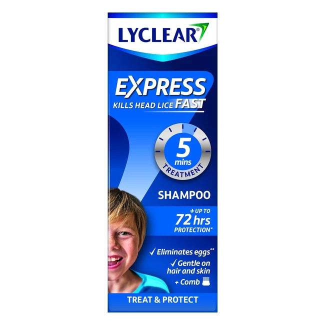 Lyclear Express Shampoo - Kills Head Lice  Eggs in 5 Mins - 72 Hrs Protection -