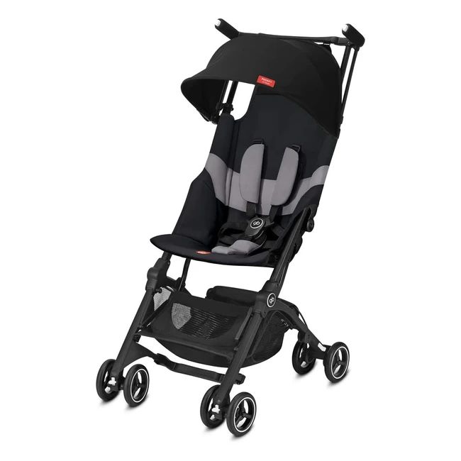 GB Gold Pockit All Terrain Ultra Compact Pushchair - Cabin Luggage Compliant - 6 Months to 22kg - Velvet Black