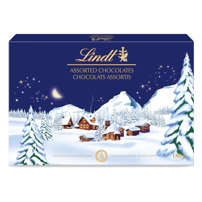 Lindt Boîte Paysage de Noël 180g - Chocolats au Lait, Noirs et Blancs