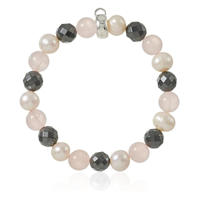 Pulsera Thomas Sabo Mujer Hematita Cuarzo Rosa Perla Agua Dulce Plata 925