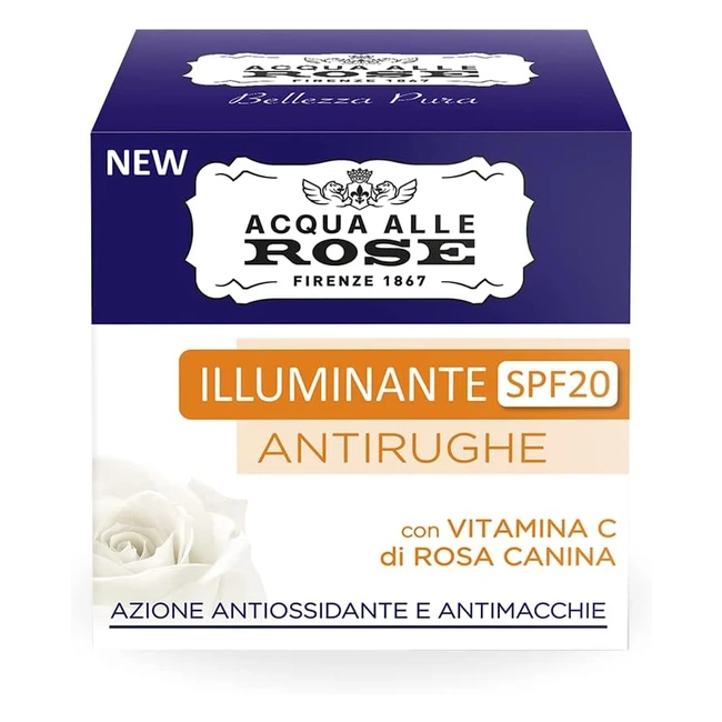 Crema Viso Illuminante Antirughe Acqua alle Rose con Vitamina C - SPF20