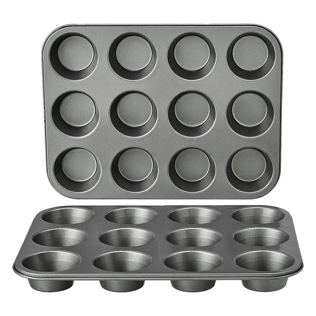 Amazon Basics Backblech fr Muffins 2er-Pack antihaftbeschichtet Karbonstahl