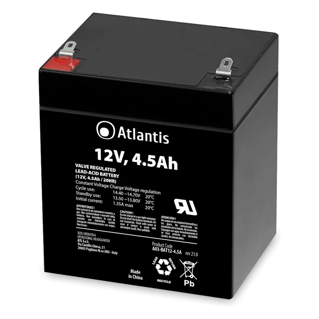 Batteria UPS Atlantis Land A03BAT1245A 45Ah 12V - Acido Piombo - Alta Qualit