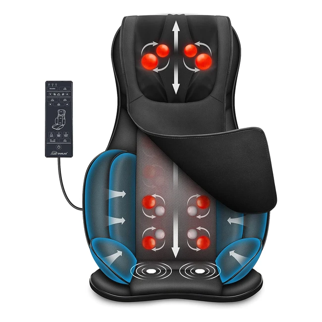 Snailax Ganzkörper Massagesitzauflage - Shiatsu Nackenrückenmassagegerät mit Wärme und Luftkompression - Tragbare Massageauflage für Rücken und Nacken