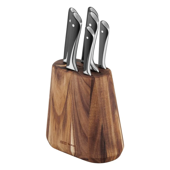 Jamie Oliver by Tefal K267S7 7-teiliges Messerblock-Set, hochwertige Küchenmesser, Holz, hohe Schneidleistung