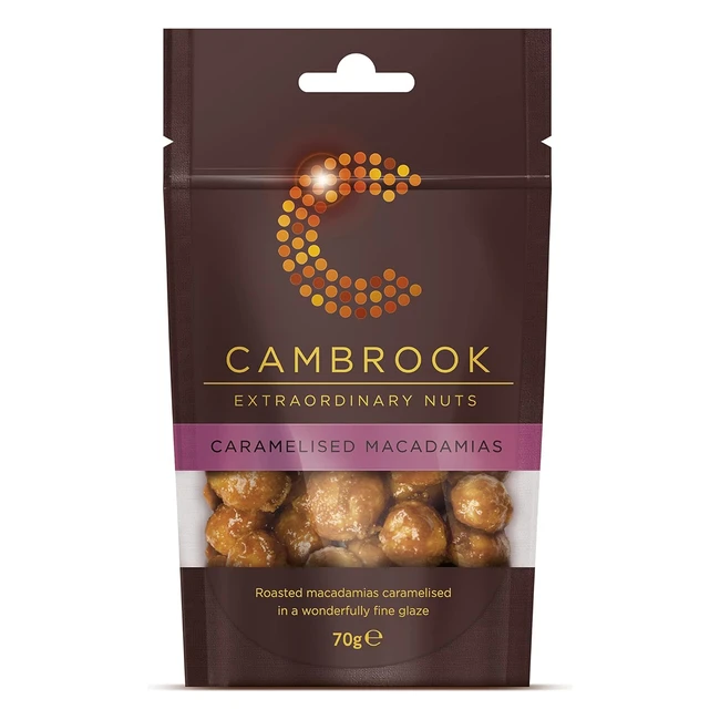 Premium Quality Cambrook Caramelised Macadamias 70g Bag - Gluten Free & Vegetarian