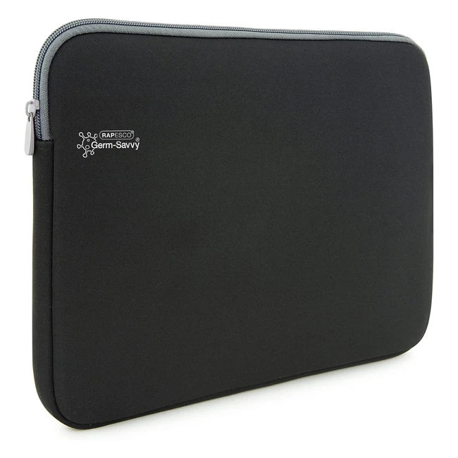 Germsavvy Antibacterial Laptop Sleeve - Rapesco 1691, Black