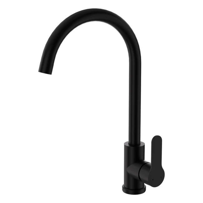 Robinet Cuisine Noir Haute Pression Pivotant 360 - Acier Inoxydable - Réf. DETBOM - Hauteur 257mm