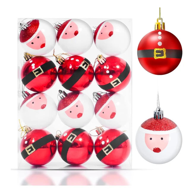 6cm 12pcs Santa Claus Christmas Ball Ornaments Set - Decorative Tree Baubles - Holiday Wedding Party Xmas Decoration