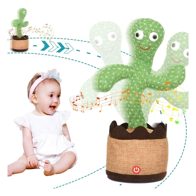 Jouet Cactus Dansant et Chantant - Cadeau pour Enfants - 120 Danses et Enregistrement - Éclairage - Répète Voix - Accessoire Maison - #JouetCactus #CadeauEnfants