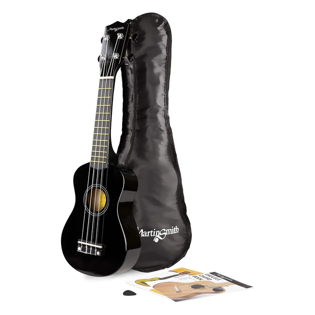 Martin Smith Sopranukulele mit Tasche und Akkordbuch - Hochglanz-Finish, hochwertige Metall-Stimmwirbel, Nylon-Saiten