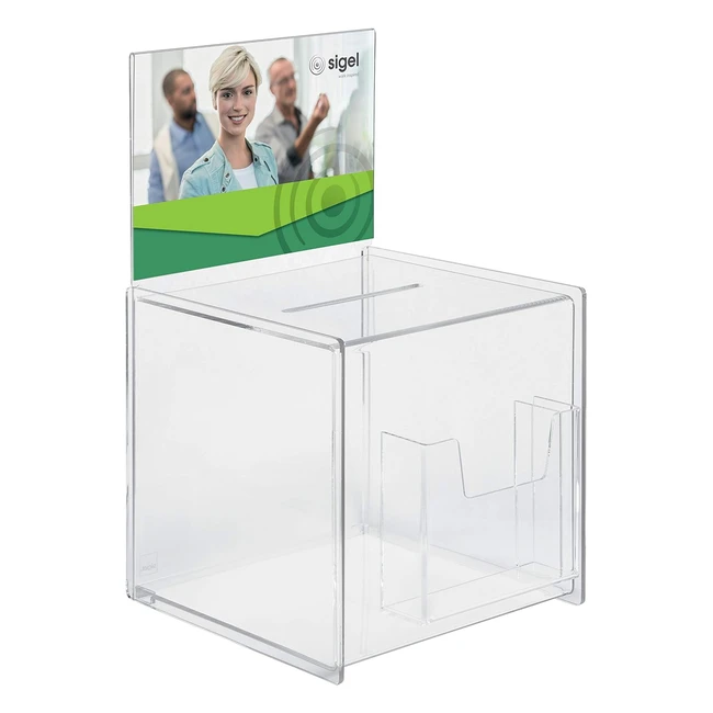 Buzón de Sugerencias Acrílico Transparente - Sigel VA152 - Tamaño A5 - 21x36x21 cm