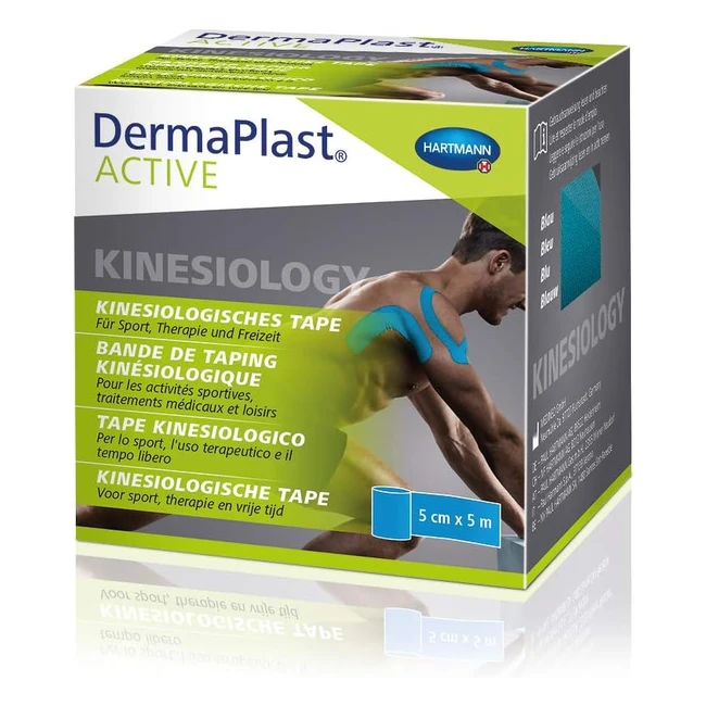 Dermaplast Active Kinesiologie Tape - Unterstützende Behandlung und Vorbeugung von Sportverletzungen - Blau 5 cm x 5 m