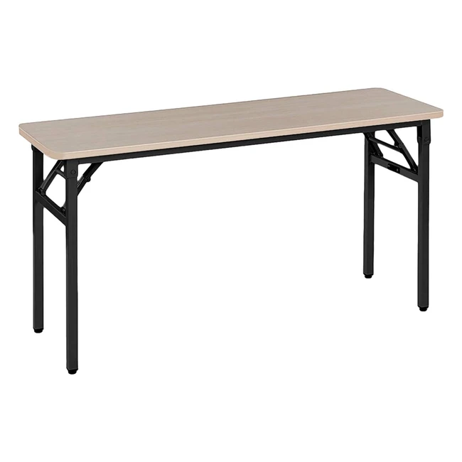 Amazon Basics Foldable Training Computer Table - 140cm Wood Surface - Light Oak - Black Legs