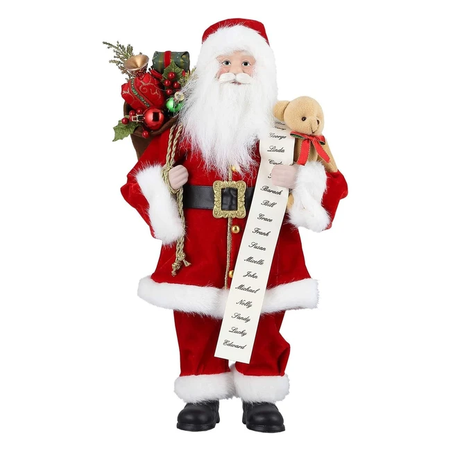 AGM 17inch Christmas Santa Ornaments - Standing Santa Claus Figures for Indoor Decorations