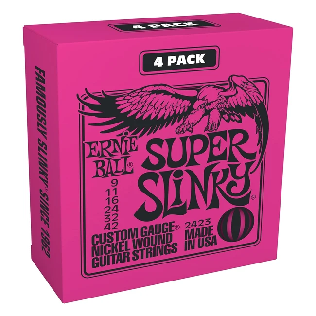 Ernie Ball Super Slinky Nickel Wound Electric Guitar Strings - Pack of 4 - 942 Gauge