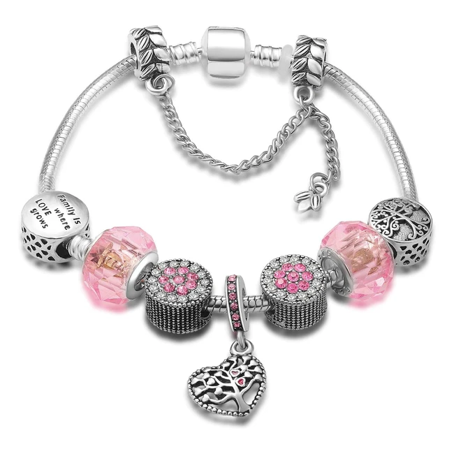 Bracciale Charms Albero della Vita Beads Cristalli Placcato in Oro - Regalo Famiglia