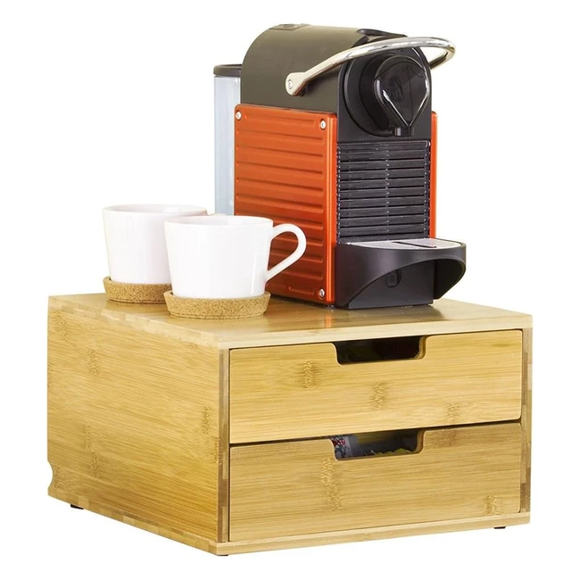 Portacapsule doppio cassetto in legno di bambù - Organizzatore per capsule di caffè e bustine di tè