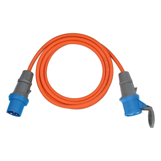 Rallonge de camping Brennenstuhl 1167650605 5m orange H07RNF 3G25 avec fiche CEE et raccord avec rabat de fermeture