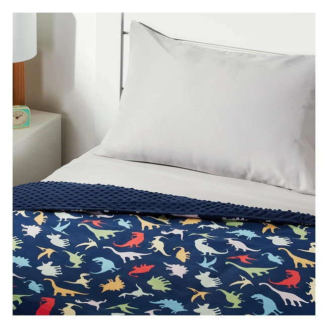 Amazon Basics Kids Cotton Weighted Blanket - Blue Dinosaur - 45kg - 104cm x 152cm