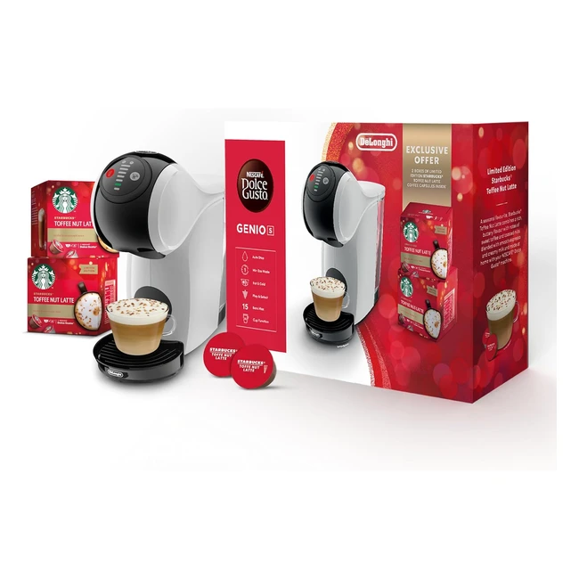 Delonghi Dolce Gusto EDG226W Genio S Pod Coffee Machine Toffee Nut Latte Bundle