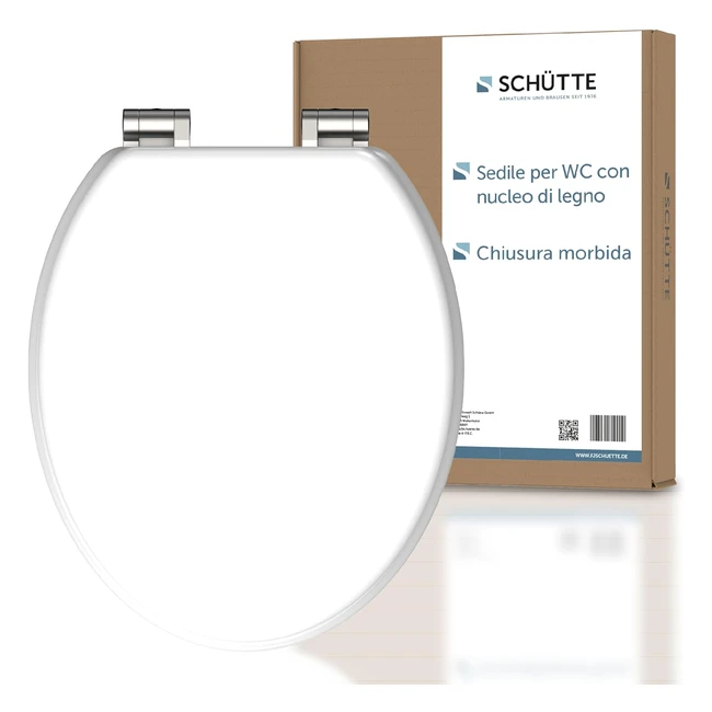 Schütte Sedile WC con Abbassamento Automatico in Legno - Coperchio WC in MDF - Portata fino a 175 kg - Bianco