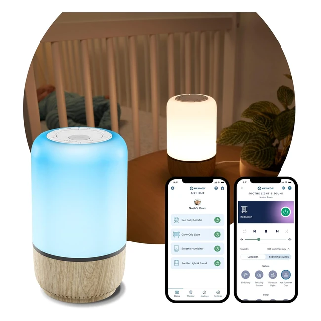 MaxiCosi Soothe - Luce Notturna Intelligente per Bambini con Rumore Bianco e Musica - Sviluppa Routine del Sonno - Compatibile con Alexa e Google Home
