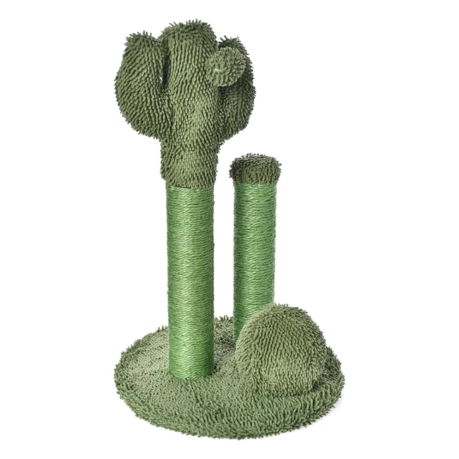 Amazon Basics Cactus Cat Scratching Post - Large 27 Inches - Triple Posts - Dangling Ball - Natural Sisal