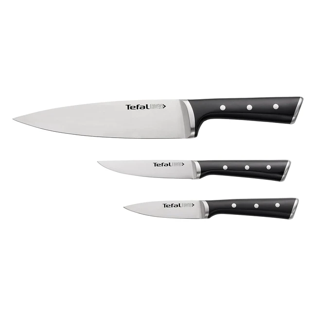 Tefal K2323S Ice Force 3-teiliges Messer-Set, ergonomischer Griff, spülmaschinenfest, deutsche Edelstahlklinge