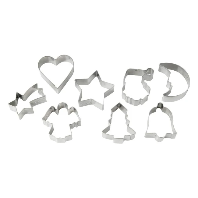 Dr. Oetker Weihnachtsplätzchen Ausstechformen Set, Edelstahl, Silber, 8-teilig