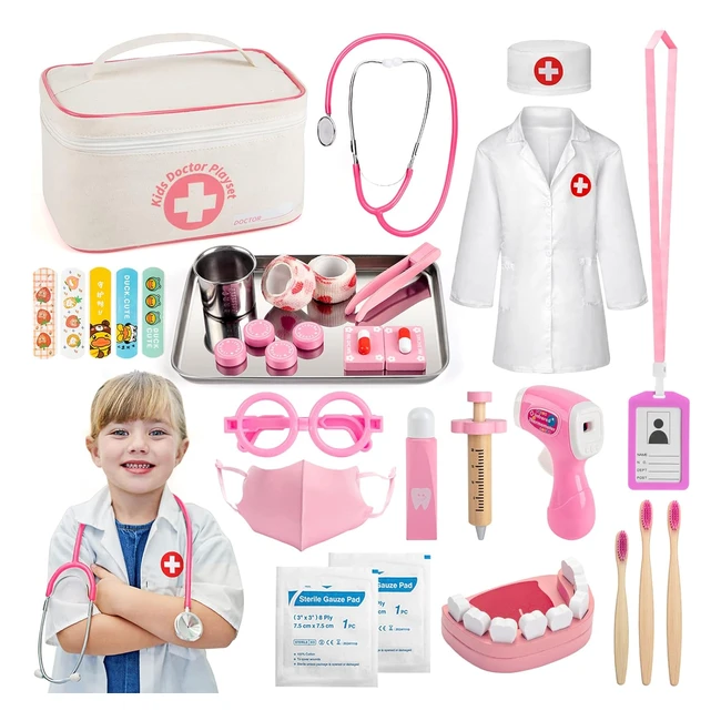 Valigetta Dottore Bambini Giocattolo - Kit Medico da 32 Pezzi - Stetoscopio Cam