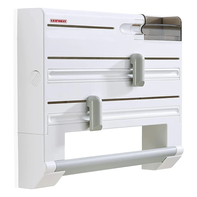 Leifheit Wandmontierter Rollenhalter Parat Plus für Alufolie, Frischhaltefolie, Gefrierbeutel, Küchentücher, Klebeband und Behälter für kleine Gegenstände