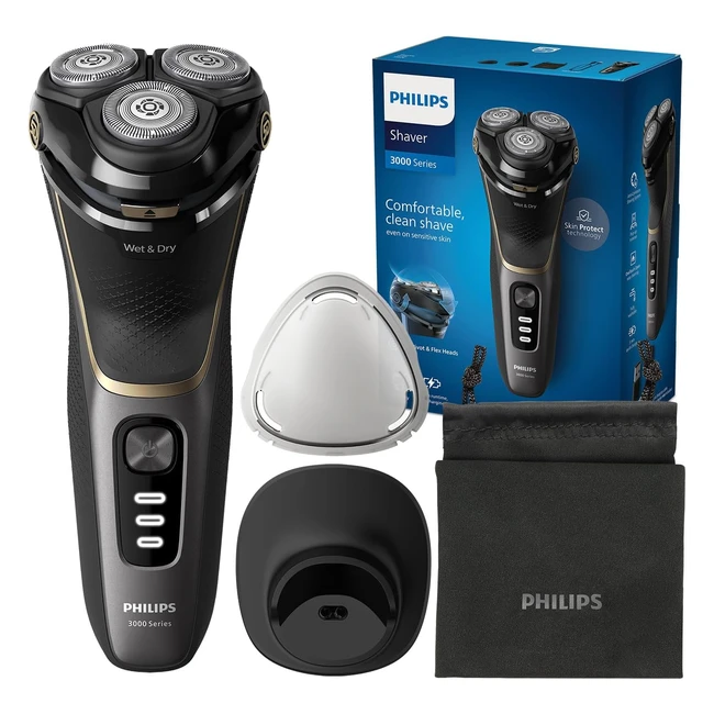 Philips Electric Shaver 3000 Series - Wet & Dry Shaver for Men - SkinProtect Technology - Model S334213