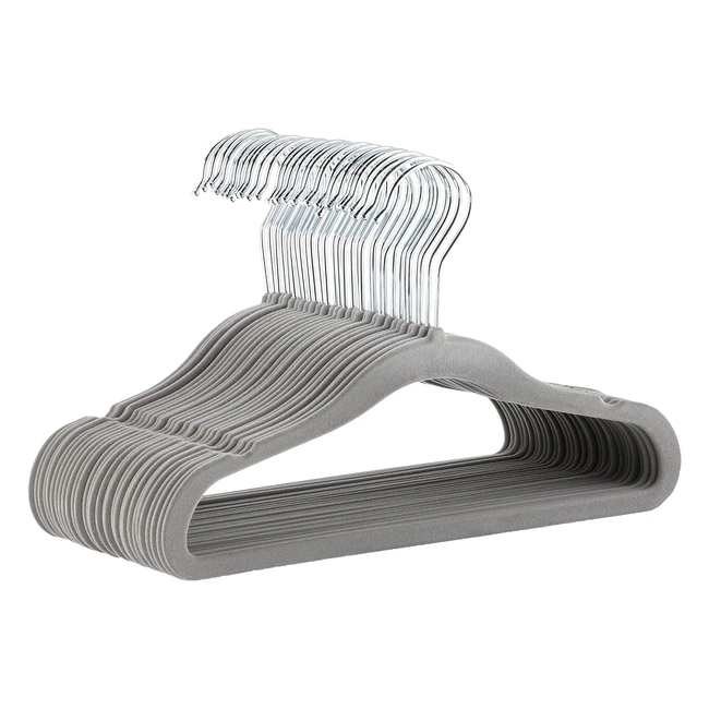 Amazon Basics Childrens Velvet Nonslip Hangers - Grey 30-Pack