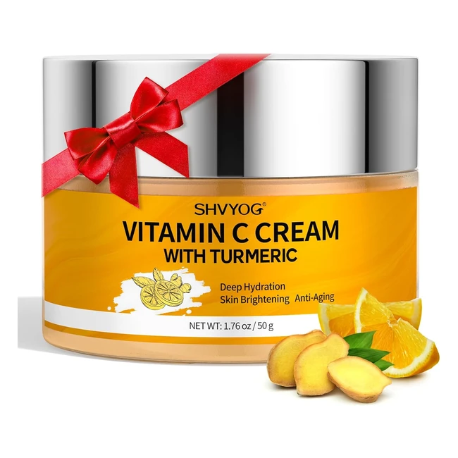 Crème Visage Curcuma & Vitamine C - Hydratation Anti-Âge, Éclaircissement des Taches Brunes, Rides, Teint Irrégulier - Lotion Jour & Nuit