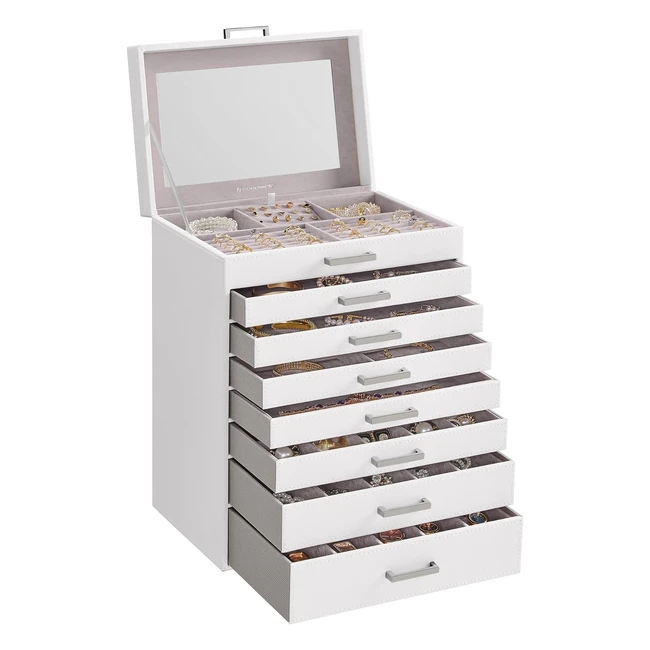 Songmics Schmuckkästchen 8 Ebenen mit viel Stauraum - Wolkenweiß JBC008W02