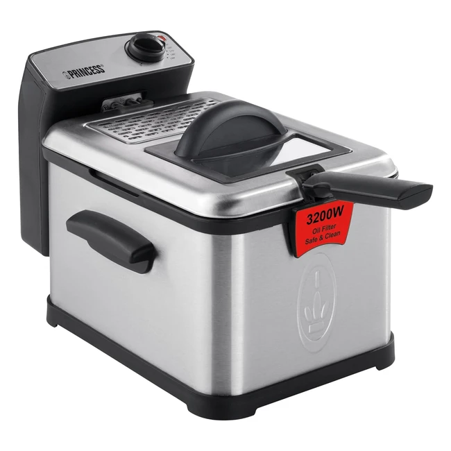 Princess 183001 Edelstahl Fritteuse, 3L, lfilter, Kaltzonenfunktion