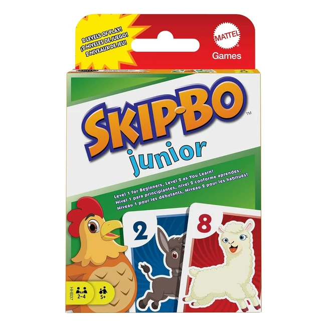 Mattel Games HHB37 - Skip-Bo Junior Kartenspiel mit 2 Spielniveaus - Unterhaltsa