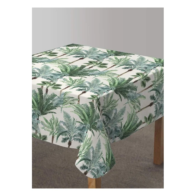 Mantel de tela cuadrado resinado con tratamiento antimanchas - Estampado tropical - Verde