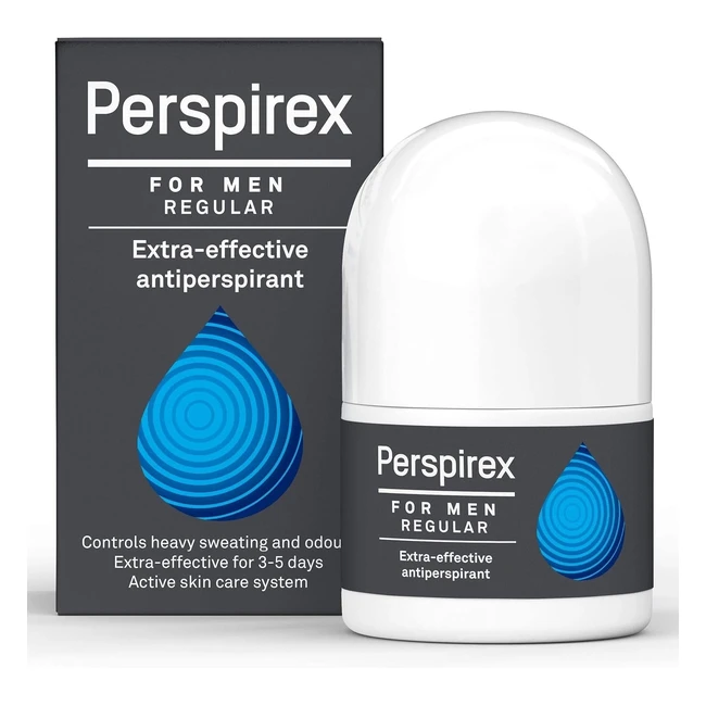 Perspirex Roll On for Men Regular 20ml - Strong  Longlasting Sweat and Odor Pro